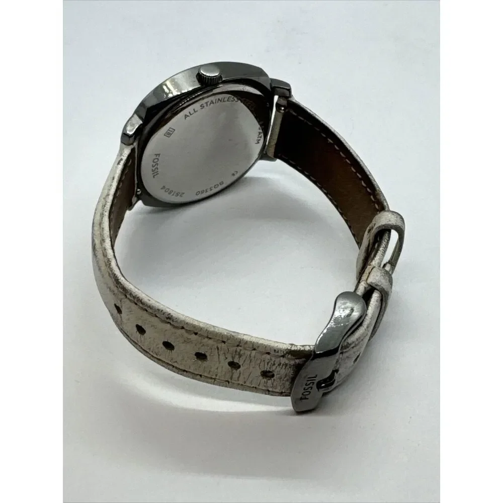 Fossil BQ3360 Women's White Leather Strap Analog Dial Quartz Wrist Watch JNA349